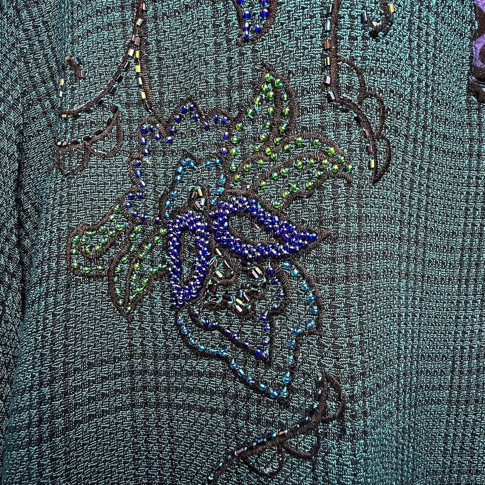 Faith by Celia Forrester Womens Embroidered Beaded Plaid Long Sleeve Tunic XL - Picture 4 of 11